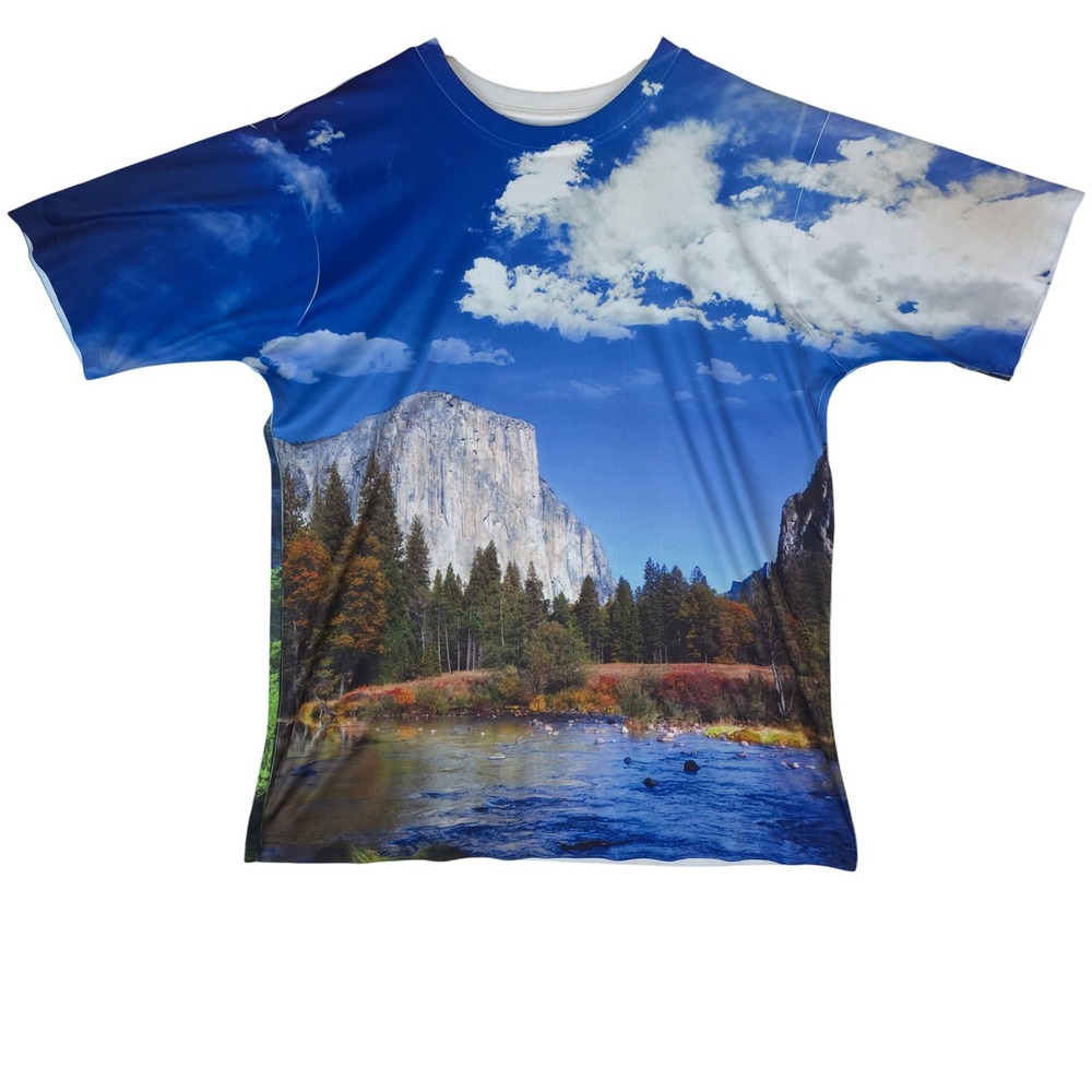 Get A Life Yosemite National Park‎ All Over Print T-Shirt Mens L Blue Scenic Tee